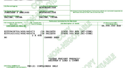 Bill of Lading 22.11.2021 Bill of Lading 22.11.2021